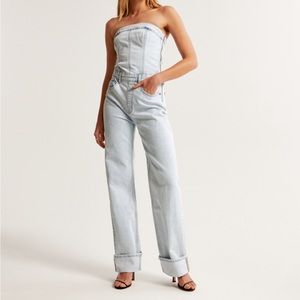 NWOT A&F Strapless Denim Jumpsuit